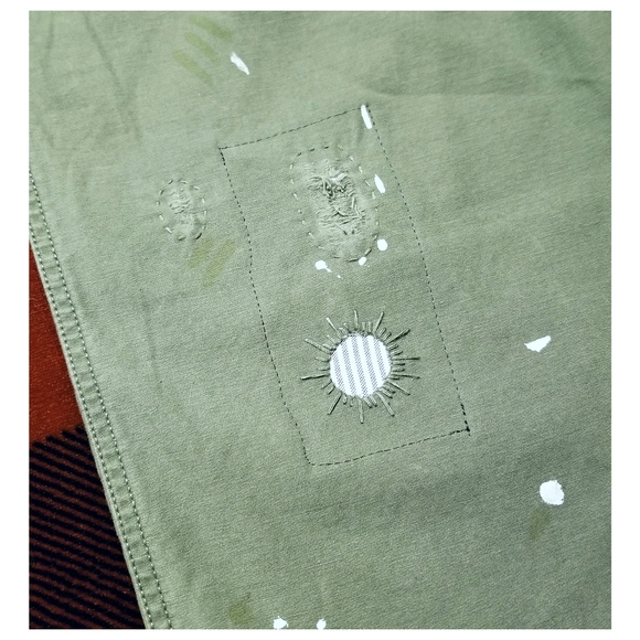 CUSTOMIZED POLO RALPH LAUREN DISTRESSED/REPAIRED MILITARY PANTS- 36"x30" - Picture 8 of 13